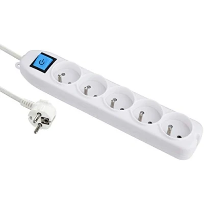 Image de Electraline Basic 32006 Bloc Multiprises 5 Prises + Interrupteur Longueur 1,5 m Section 3G1 mm² Blanc