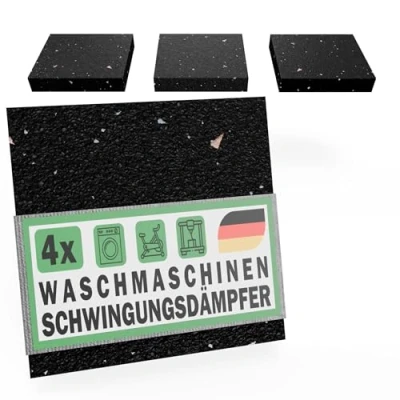 Image de Lot de 4 tapis anti vibrations pour machine à laver et sèche linge 90 x 10 mm Granulés caoutchouc recyclés Fabriqué en Allemagne