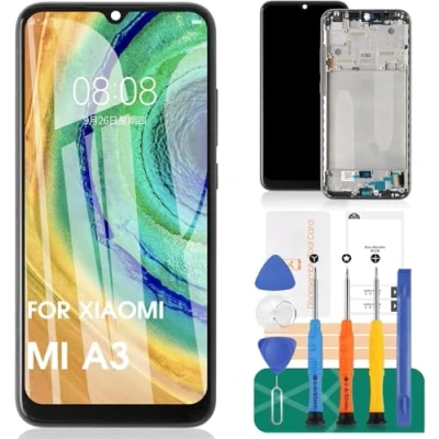 Image de TFT pour Xiaomi MI A3 LCD Écran de Remplacement CC9e Display M1906F9SH, M1906F9SI Tactile Digitizer Assemblée Kits Réparation avec Cadre (Noir)
