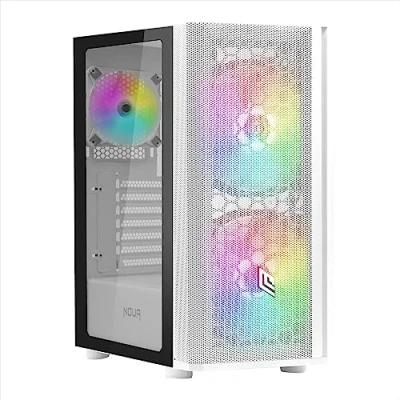 Image de Boîtier PC Gaming NOUA Orizon M111 Blanc E ATX, 0,50 mm SPCC, 3 Ventilateurs LED ARGB