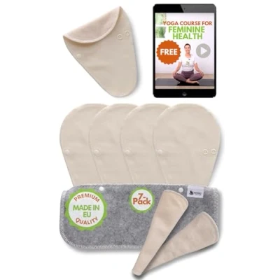 Image de Protege Slip STRING Lavable Bio Coton; Lot de 7 (S) Protège Reutilisable TANGA FABRIQUÉE EN UE; Serviette Hygiénique sans PUL; pour pertes blanches NE CONVIENT PAS les Règles