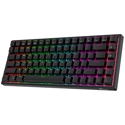 Image de RK ROYAL KLUDGE RK84 Clavier de Jeu mécanique sans Fil Bluetooth / 2,4 Ghz 80% RVB, connectable à Trois Modes avec commutateur remplaçable Chaud (Interrupteur Marron, Le Noir)