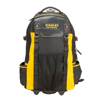 Image de STANLEY FATMAX Sac à Dos Porte Outils Roulettes Nylon Ultra Résistant 600 Deniers Multipoches Double Fermeture Zip Roues Robustes et Maniables Poignée Télescopique 1 79 215