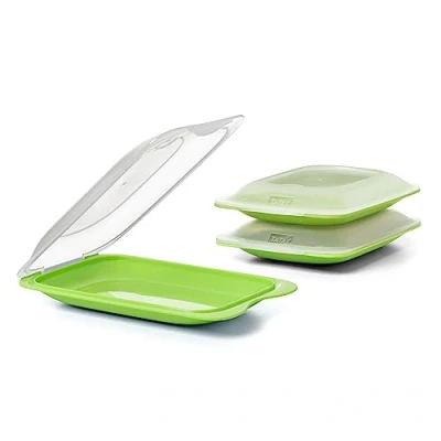 Image de TATAY Ensemble de 3 Boîtes a Charcuterie Fresh MINI, Sans BPA, Réutilisable, Empilable, Passe au Lave vaisselle et Micro ondes, Couleur Lima. Dimension 12 x 3,1 18 cm
