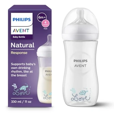 Image de Philips Avent Biberon Natural Response 330 ml à débit 4 (3 mois et plus), SCY906/11
