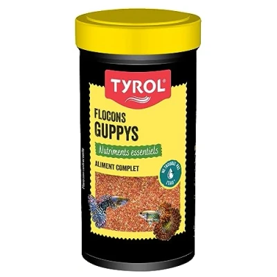 Image de Tyrol Flocons pour Poissons Nourriture Poisson Aquarium Complète à base d&#039;Ingrédients de Qualité Renforce les Couleurs des Guppy 100 Ml
