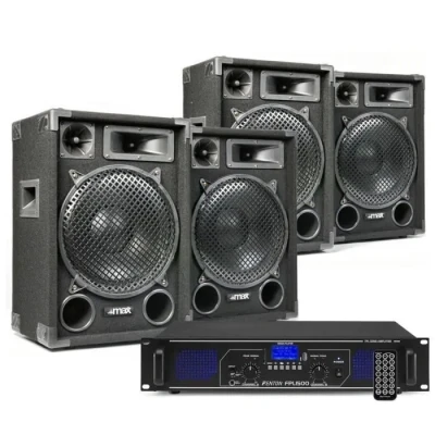 Image de MAX12 Ensemble Kit Sono DJ avec 4X Enceintes et Amplificateur Bluetooth 2800W Idéal pour Animer Vos Soirées