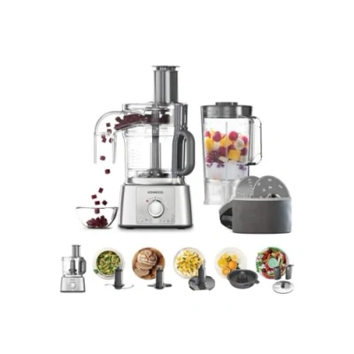 Image de Kenwood MultiPro Express FDP65.820SI, Robot de Cuisine Multifonction avec Large Gamme d&#039;Accessoires, Bol d&#039;une Capacité 3 L, 2 Vitesses Plus Pulse, 1000W, Argent