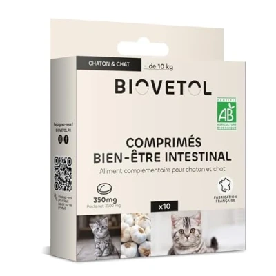 Image de Biovetol Comprimés Bien être Intestinal pour Chat et Chien Bio x10 Dont 2 OFFERTS.… (Chat/Chaton)