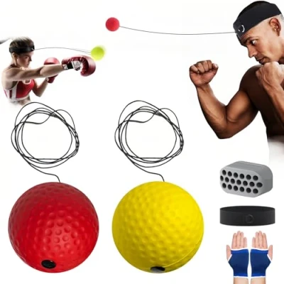 Image de HORREX Boxing Reflex Ball,Balle RéFlexe de Boxe,React Combat avec Bandeau pour EntraîNement Boxe,Articles D&#039;EntraîNement Boxe,EntraîNement RéFlexe,Balle RéAction