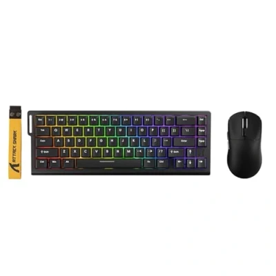 Image de ATTACK SHARK X68 HE Clavier Magnétique Filaire avec X3 Souris Gaming Sans Fil, Rapid Trigger 8000Hz, Précision RT de 0,01 mm, SUPERLIGHT 49g, Capteur PAW3395, 26 000 DPI Noir