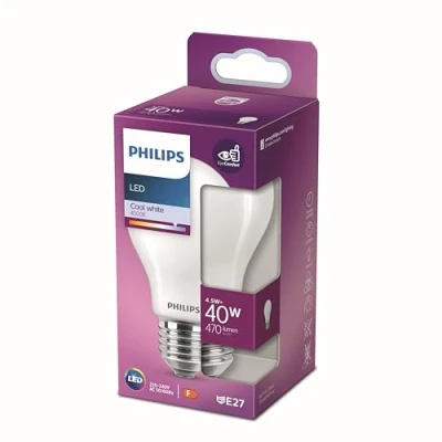 Image de Ampoule standard LED PHILIPS Non dimmable Verre dépoli E27 40W Blanc froid