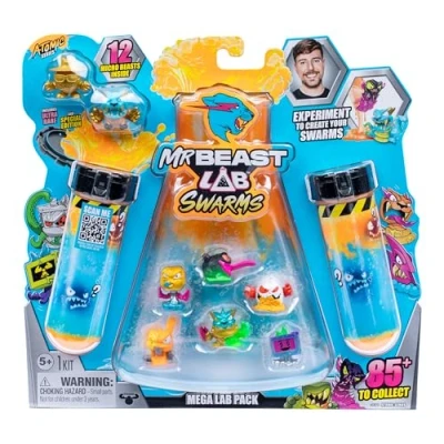 Image de MrBeast LAB Swarms Atomic Series Lot de 12 Griffes panthère, Ajoutez l&#039;eau, secouez Le Tube à essai et révélez 2 des Micro bêtes 2,5 cm Collectionner