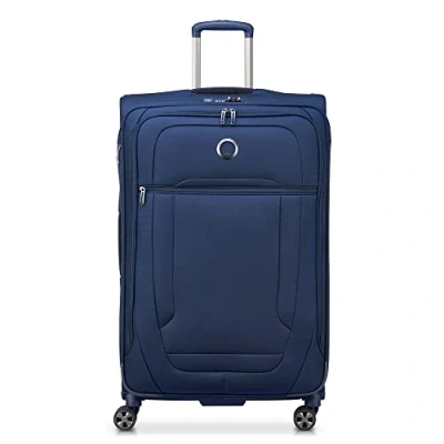 Image de Delsey Paris Helium DLX Softside Valise Extensible à roulettes pivotantes, Bleu Marine, Checked Large 29 inch, avec pivotantes