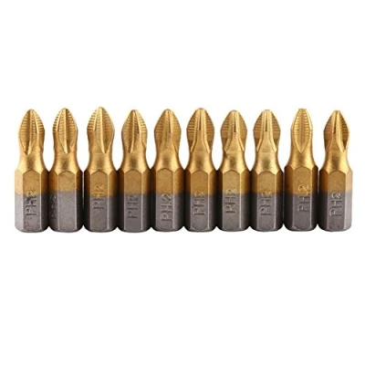 Image de Set de 10Pcs 25mm PH2 1/4&quot; Embouts Vissage Antidérapage Tournevis Queue Hex Tête Croix Phillips