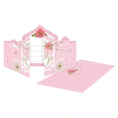 Image de amscan 9906321 Lot de 8 invitations et enveloppes pour fête d&#039;anniversaire Motif princesse un jour