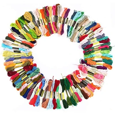 Image de Ensemble de Fils Broderie en Coton, Coton DMC Points piqués Bracelet l&#039;amitié 100 écheveaux 8 mètres 6 brins Branches (Multicolore)
