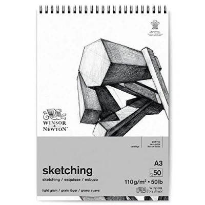 Image de Winsor &amp; Newton, Papier, Esquisse Bloc Spirale Extra Blanc 110G A3 50F, Set de 50 Pièces