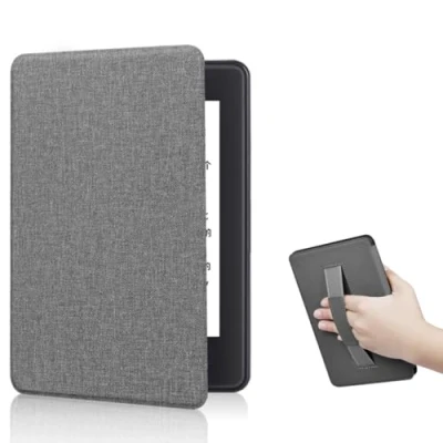 Image de Étui pour Kindle Paperwhite 12e génération 2024 de 7 Pouces et Colorsoft Signature Edition, Mise en Veille Automatique, dragonne (Gris)
