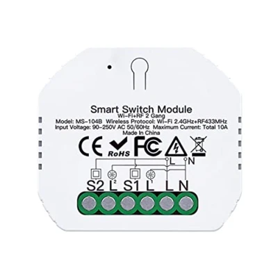 Image de Mini interrupteur Wi Fi intelligent, Smart Switch Module, fonction avec bouton N.O. + RF 433, compatible Amazon Alexa et Google Home (WIFI RF433)