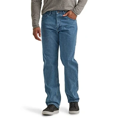 Image de Wrangler Authentics Jean Classique 5 Poches Coupe décontractée, Flex délavé léger, 40W x 28L Homme