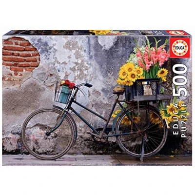 Image de Educa Puzzle de 500 pièces pour Enfants et Adultes Bicyclette avec des Fleurs. Comprend Fix Tail l&#039;accrocher Une Fois l&#039;assemblage terminé. À partir 11 Ans (17988)