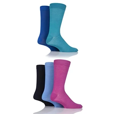 Image de SockShop Hommes Chaussettes en bambou naturel coloré et à motifs divers modèles pour un usage quotidien Taille 40 45 Multipack de 5 Frais