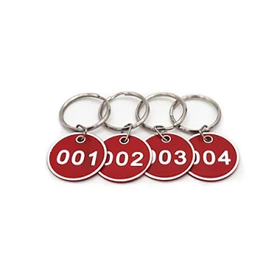 Image de NanTun Lot de 50 portes clés en alliage d&#039;aluminium Porte numérotés d’identification 1 to Red