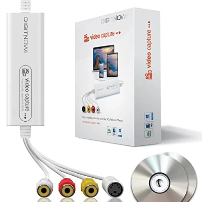 Image de DIGITNOW! Carte de Capture vidéo USB 2.0, convertisseur VHS VCR TV vers DVD, Prise en Charge Mac OS X PC Windows 7 8 10