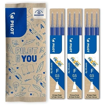 Image de Pilot 3 Etuis de Recharges FriXion pour stylo effaçable. Compatibles Ball Clicker Bleu Pointe Fine