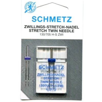 Image de Aiguille pour machines à coudre SCHMETZ 1 Double/jumeau Stretch 4,0/75 130/705 H S ZWI NE 4,0 convient toutes les familiales courantes disposant d’une fonction Zigzag