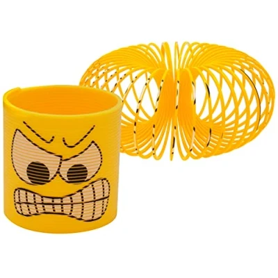 Image de Jouet de printemps magique en forme visage fou jaune, bobine plastique multicolore, magique, remplissage sac fête Noël, pour enfants, taille 6,5 cm
