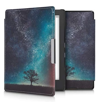 Image de kwmobile Étui Compatible avec Kobo Aura H2O Edition 1 Coque à Rabat magnétique Tablette eReader Similicuir Bleu Gris Noir