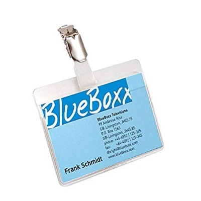 Image de Durable 861219 Pochette Porte badge Universel Fixation par Clip Métallique pour Insertion Format 60 x 90 mm Plastique Résistant Transparent Boîte de 5