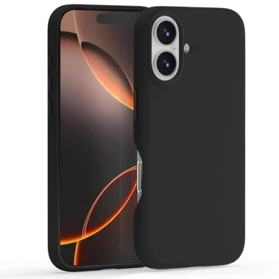 Image de MOFT Coque pour iPhone 16, MOVAS Cuir Végétalien Magnétique Compatible avec MagSafe, Touche Douce, Préservation des Couleurs, Résistant aux Taches, Facile à Nettoyer (Noir Jais)