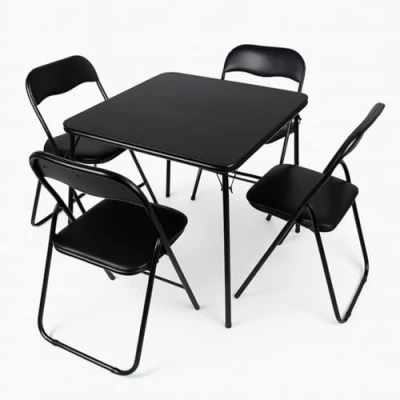 Image de Milton &amp; Oldbrook Table Pliante avec 4 Chaises Pliantes Volos Noir