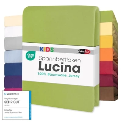 Image de CelinaTex Lucina bébé Enfants Drap Housse Berceau Lite Enfant Coton 2er Set 60x120 70x140 cm Vert