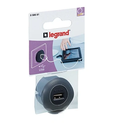 Image de Chargeur USB 5V 1,5A maximum avec fiche 2P 10A et encombrement réduit noir