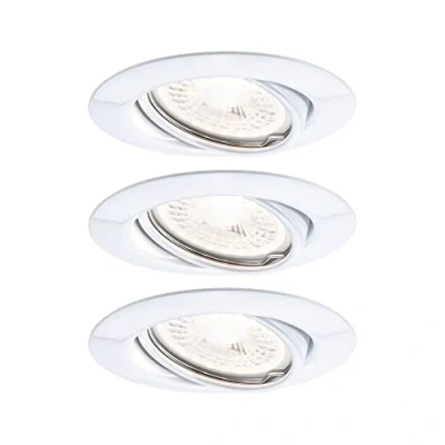 Image de Paulmann 93426 LED Base Rond INCL. 3x5 Watts gradable projecteurs Blanc Spot métal Lampe encastrée 3000 K GU10, 15 W