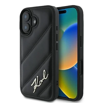 Image de Étui Karl Lagerfeld pour iPhone 16 Plus 6.7 noir étui rigide Quilted Signature Neuf