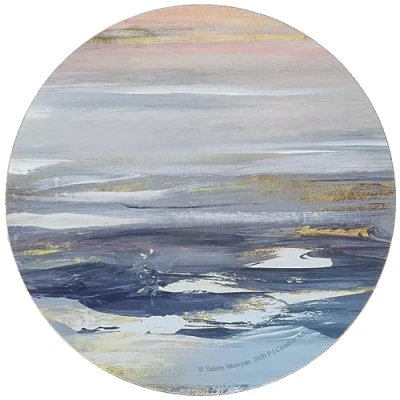 Image de Creative Tops Tranquillity Dessous de Verre Ronds imprimés en liège, Multicolore, 12 x 10,5 5 cm