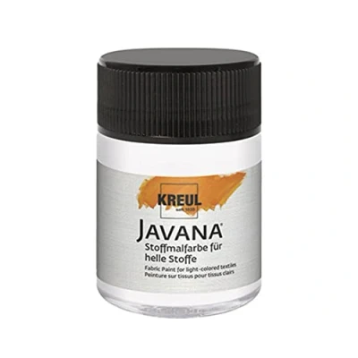 Image de Kreul 91953 Peinture Javana pour Tissus clairs et foncés, Verre Blanc, caractère pâteux, tamponner pochoiriser, résistant au Lavage après Fixation, 624548, White, 50 ML (Lot de 1)