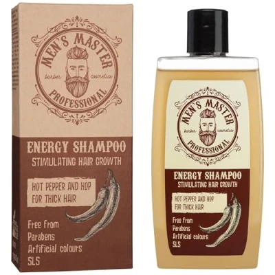 Image de Men&#039;s Master Shampooing Stimulant pour Hommes Enrichi en Piment Rouge,Caféine et Houblon Capillaire Fortifiant, Professionnel Soins des Cheveux Shampoing Homme 260 ML