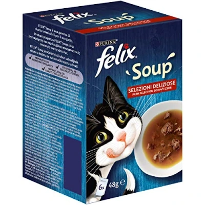 Image de Purina Felix Soup Humide Chat Sélections Délicieuses avec Boeuf Poulet Agneau 6 x 48 g chacune