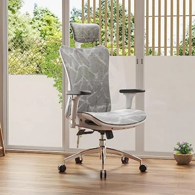 Image de SIHOO Chaise de Bureau, Siege Bureau Ergonomique, Fauteuil à Dossier Haut Respirant avec accoudoir réglable 3D en Maille respectueuse la Peau et Support Lombaire