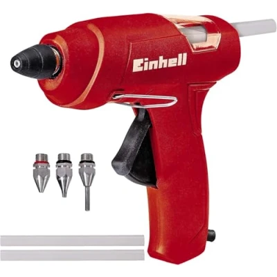 Image de Einhell Pistolet à colle TC GG 30 (30 W, Puissance de chauffe : 200 W) Livré avec buse standard, plate, d&#039;extension, 3 bâtonnets