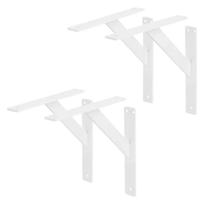 Image de ML Design Lot de 4 Supports d&#039;Étagère, 240 x mm, Blanc, en Aluminium, Robuste, Style Industriel, Équerre pour Étagères Murales Flottantes et Projets Bricolage, Matériel Montage Inclus