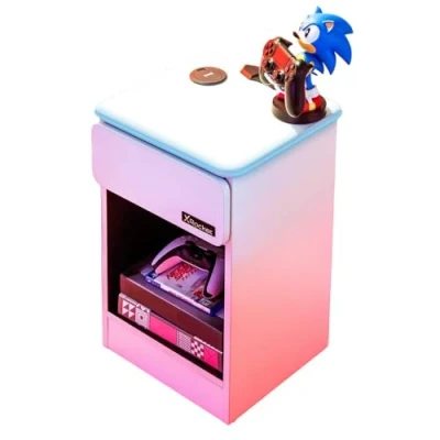 Image de X ROCKER TABLE DE CHEVET CARBON TEK AVEC CHARGEUR SANS FIL ET ÉCLAIR
