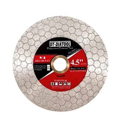 Image de DT DIATOOL Disque Diamanté pour Carrelage 115mm Double Face Porcelaine Céramique Marbre Granit Pierre Artificielle Quartz Lame de Scie Diamantée avec Motif Hexagonal