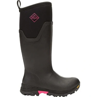 Image de Muck Boots Femme Arctic Ice Tall AGAT Botte de Pluie, Noir Rose Vif, 39 1/3 EU